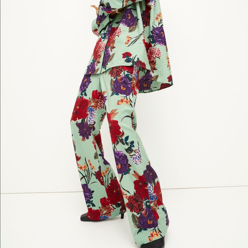 H&M Floral Wide Leg Pants